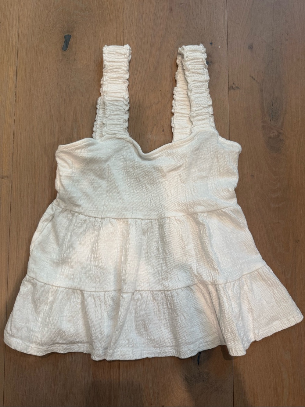 Altar'd State Cream Ruffled Square-Neck Tank